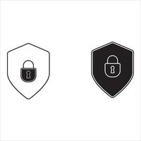 Shield check mark, tick mark symbol, shield block sign, restriction shield icons in line style design for website, app, UI, isolated on white background. Editable stroke. 333 vector