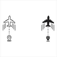 Airplane routes set, Travel icon symbol, Travel from start point and dotted line tracing, Plane routes flight air dotted map drawing. vector