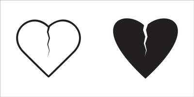 Broken heart, broken heart or divorce flat icon for apps and websites..Icon set. vector