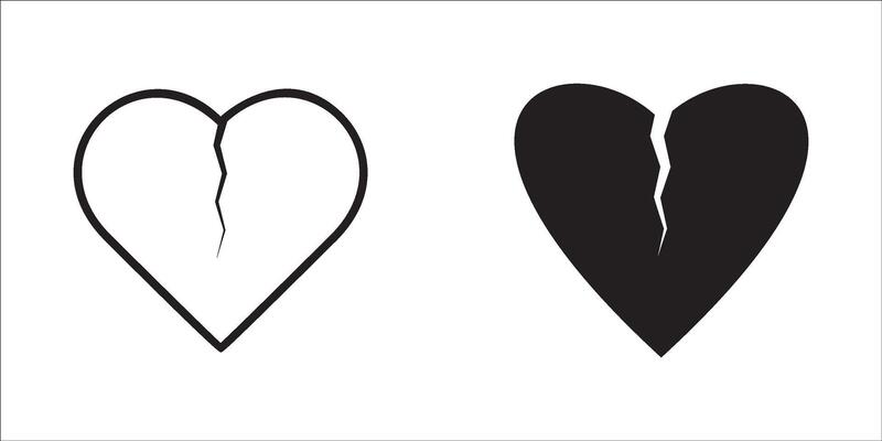 Broken heart, broken heart or divorce flat icon for apps and websites..Icon set.