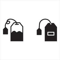 Tea bag flat Icons in line outline and flat solid style on white background vector