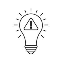 The light bulb with exclamation mark icon, full of ideas and creative thinking, analytical thinking for processing. vector