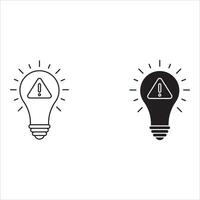 Exclamation mark on light bulb icon set, Light Bulb icon with exclamation mark. Lighting Electric arrows lamp. Idea icon vector