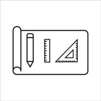 outline icons related to building, architecture, house, design. Editable strokes. illustration vector