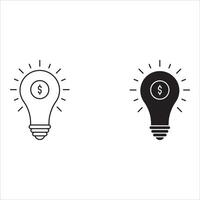 Lamp with dollar symbol . Idea is money concept. Lamp idea illustration. Idea vectir icon. Lamp icon set. vector