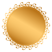 Luxury golden circle frame with vintage gold circular pattern transparent background round ornament design png