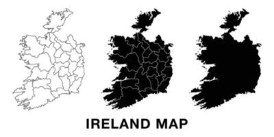 Ireland map set with administrative divisions, outline, and silhouette. Editable for infographics, presentations, and educational use. vector