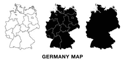 Germany map set with administrative divisions, outline, and silhouette. Editable for infographics, presentations, and educational use. vector