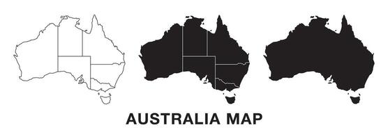 Australia Map set , Map of Australia. Outline Australia map. Flat Australia map icon. vector
