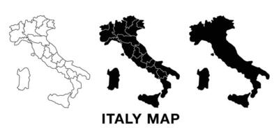 Italy map set with administrative divisions, outline, and silhouette. Editable for infographics, presentations, and educational use. vector