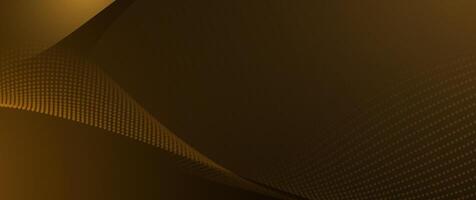 Abstract wave, flow line, motion pattern and particle dot on gold color background vector