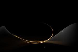 Element with gold light, glow effect, black gradient color vector
