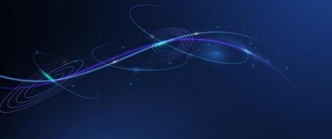 Abstract dynamic geometric shape, wave flow line, light effect vector