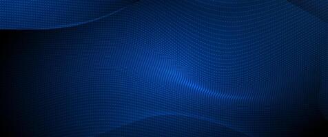 Abstract wave, flow line, motion pattern and particle dot on dark blue background vector