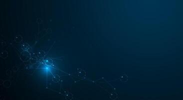 Network Connected lines with Molecule, technology on blue background vector