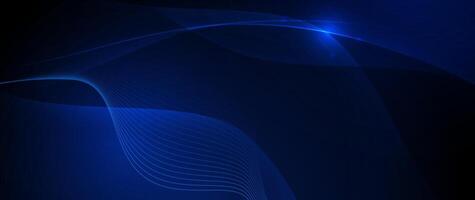 Wave line, dot particle, on dark blue background vector
