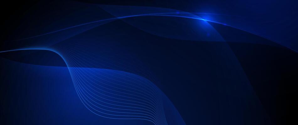 Wave line, dot particle, on dark blue background