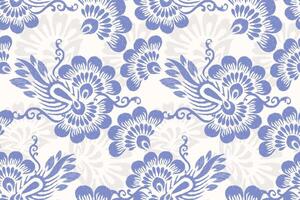 Damask seamless pattern,damask Ikat floral seamless pattern,navy blue and white background vector