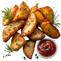 Crispy Potato Wedges with Rosemary and Ketchup png