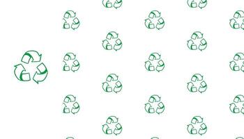 Green recycle triangle seamless pattern. Repeating recycling symbol design. background for eco projects vector