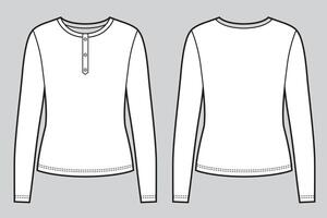 Womans t-shirt long sleeves with buttons on front vector