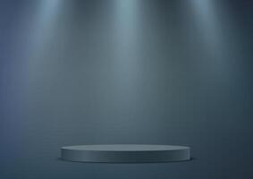 Dark blue background 3d with podium space for selling products, backdrop, wallpaper, background, text. 3D abstract studio room with pedestal podium. illustration. vector