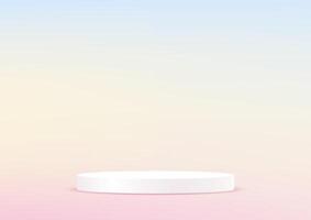 Pastel background 3d with white podium. 3D abstract studio room with pedestal podium. Space for selling products on the website. illustration. vector
