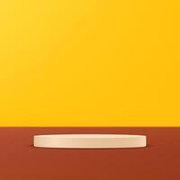 Yellow and brown background 3d with white podium. 3D abstract studio room with pedestal podium. Space for selling products on the website. illustration. vector