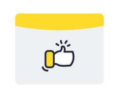 Thumbs Up Like Icon. Social Media Approval Symbol in Flat Minimal Style vector