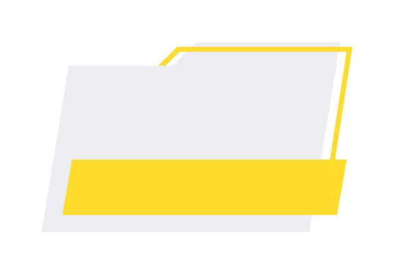 Minimal Yellow Folder Graphic for User Interface. Abstract Yellow File Folder Illustration.