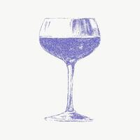 Ink sketch illustrations of drink with noisy gritty dot halftone effect. Hand drawn retro pop art stipple element for stylish cafe decor, Italian style. vector
