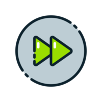 Design Illustration graphic of forward button icon with colored outline style. Suitable for UI, mobile design, web design, etc. Transparent background. png