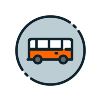 Design Illustration graphic of circle bus icon with colored line style. Suitable for UI, mobile design, web design, etc. Transparent Background. png