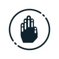 Design Illustration graphic of stop hand sign icon with glyph style. Suitable for UI, mobile design, web design, etc. Transparent background. png
