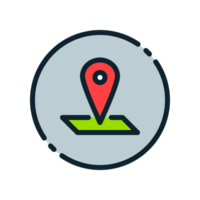 Design Illustration graphic of location icon with colored line style. Suitable for UI, mobile design, web design, etc. Transparent Background. png