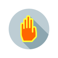 Design Illustration graphic of stop hand sign icon with flat style. Suitable for UI, mobile design, web design, etc. Transparent background. png