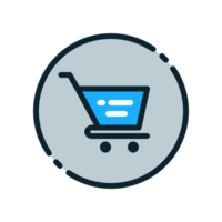 Design Illustration graphic of shopping cart icon with colored line style. Suitable for UI, mobile design, web design, etc. Transparent Background. png