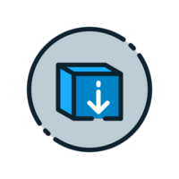 Design Illustration graphic of download box icon with colored outline style. Suitable for UI, mobile design, web design, etc. Transparent background. png