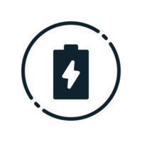 Design Illustration graphic of energy battery icon with glyph style. Suitable for UI, mobile design, web design, etc. Transparent Background. png