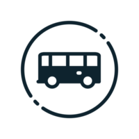 Design Illustration graphic of circle bus icon with glyph style. Suitable for UI, mobile design, web design, etc. Transparent Background. png
