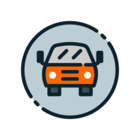 Design Illustration graphic of front car circle icon with colored line style. Suitable for UI, mobile design, web design, etc. Transparent Background. png