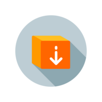 Design Illustration graphic of download box icon with flat style. Suitable for UI, mobile design, web design, etc. Transparent background. png
