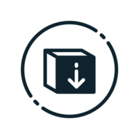 Design Illustration graphic of download box icon with glyph style. Suitable for UI, mobile design, web design, etc. Transparent background. png