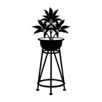 plant pot on stand silhouette on white background vector