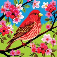 a bird sitting on a branch vector