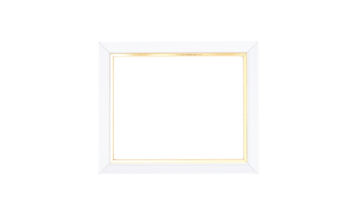 Empty white wood photo frame in horizontal position isolated on transparent background png