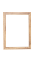 Empty wood photo frame in vertical position isolated on transparent background png