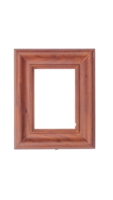 Empty brown wood photo frame in vertical position isolated on transparent background png