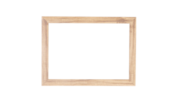 Empty wood photo frame in horizontal position isolated on transparent background png