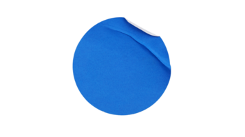 Blue paper sticker label in round sharp isolated on transparent background png